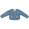 Floral Textured Reversible Jacket, Blue - Jackets - 1 - thumbnail