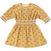 Eleanor Queen Annes Lace Print Gathered Waist Dress, Yellow - Dresses - 1 - thumbnail