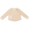 David Waffle Knit Long Sleeve Tee, Cream - T-Shirts - 1 - thumbnail