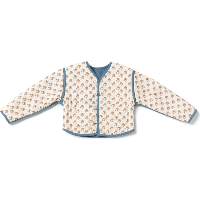 Floral Textured Reversible Jacket, Blue - Jackets - 2