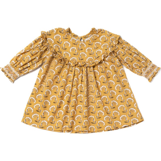 Cottage Queen Annes Lace Print Dress, Yellow