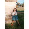 Sunflower Knit Quilt Yoke Ruffle Sleeve Top, Cream - Shirts - 2
