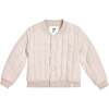 Kids Quilted Poplin Bomber Jacket, Beige - Jackets - 1 - thumbnail