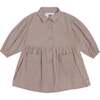 Girls Shirt Dress With Pockets, Tan - Dresses - 1 - thumbnail
