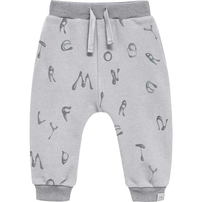 Kids Terry Joggers With Print, Grey