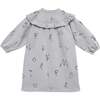 Girls Terry Dress With Ruffled Yolk, Grey - Dresses - 2