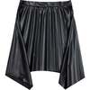 Girls Faux Leather Hi-Low Pleated Skirt, Black - Skirts - 1 - thumbnail