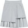 Girls Layered Skirt, Grey - Skirts - 1 - thumbnail