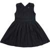 Girls Quilted Poplin Pinafore Dress, Black - Dresses - 1 - thumbnail