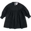 Girls Poplin Dress With Pleats, Black - Dresses - 1 - thumbnail