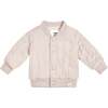 Baby Poplin Quilted Bomber Jacket, Beige - Jackets - 1 - thumbnail