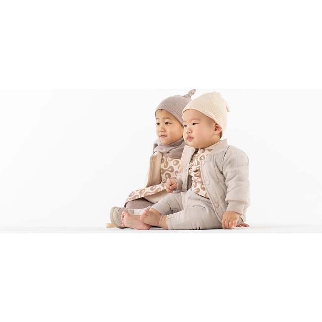 Baby Poplin Quilted Bomber Jacket, Beige - Jackets - 2