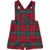 Tartan Short Pocket Front Dungarees, Red - Overalls - 1 - thumbnail