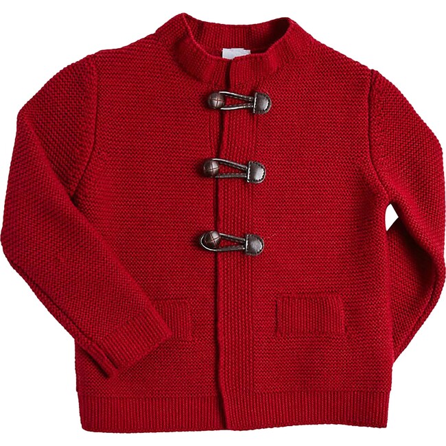 Toggle Fastening Knitted Cardigan, Red