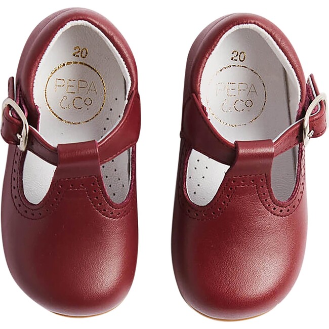 T-Bar Baby Shoes, Burgundy