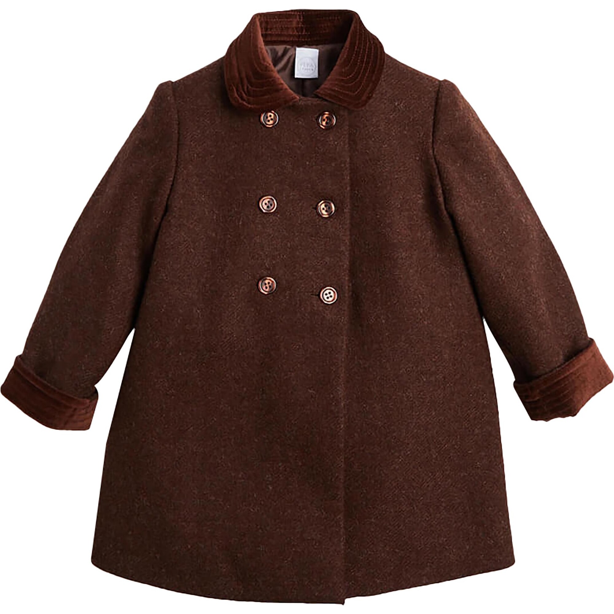 Traditional Double Breasted Coat, Brown - Coats - 1