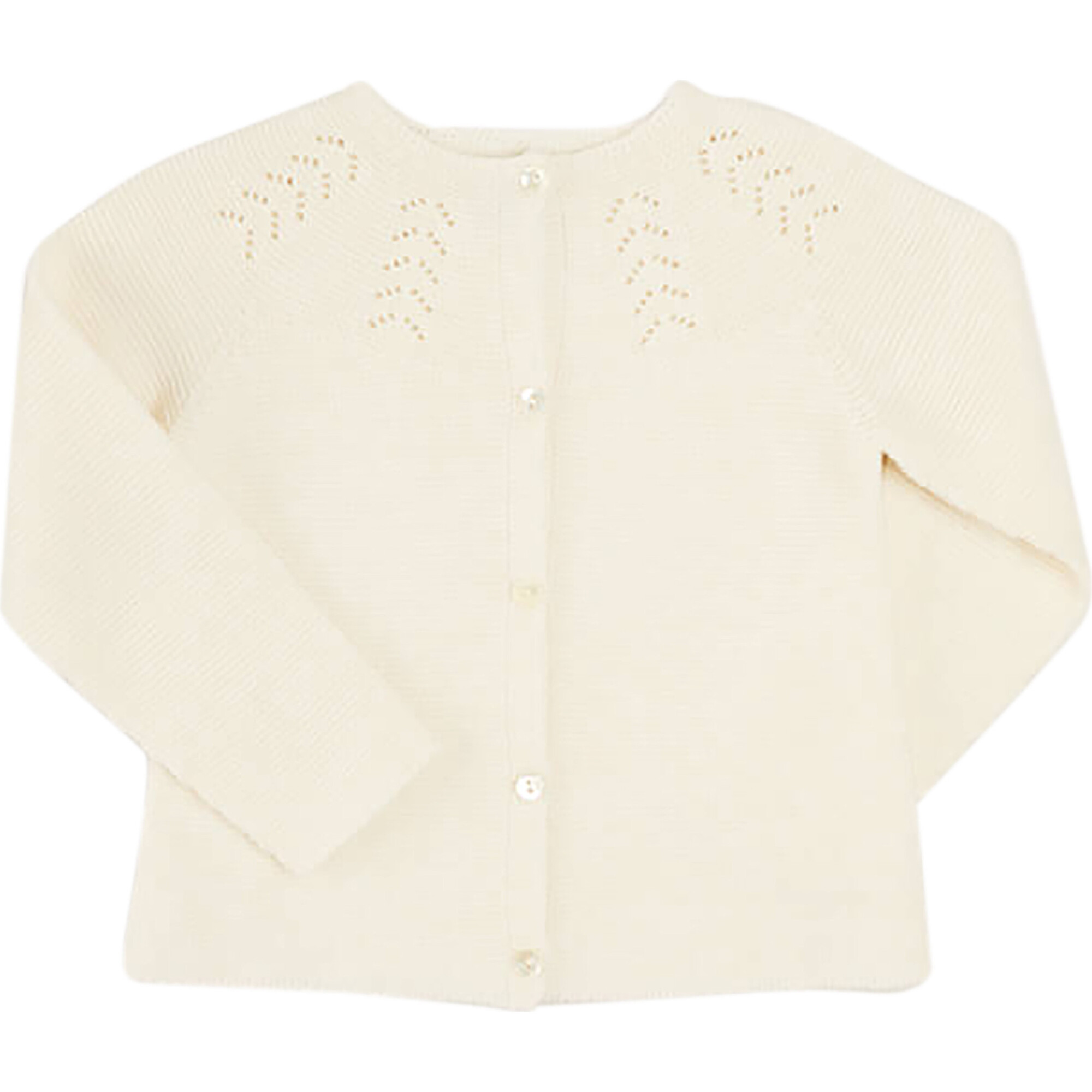 Openwork Button Cardigan, Cream - Cardigans - 1