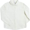 Polo Collar Long Sleeve Oxford Shirt, White - Shirts - 1 - thumbnail