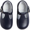 Leather T-Bar Baby Shoes, Navy - T-Straps - 1 - thumbnail