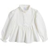 Mao Collar Romantic Blouse, White - Blouses - 1 - thumbnail