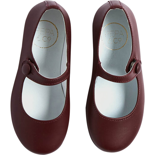Leather Mary Jane Shoes, Burgundy