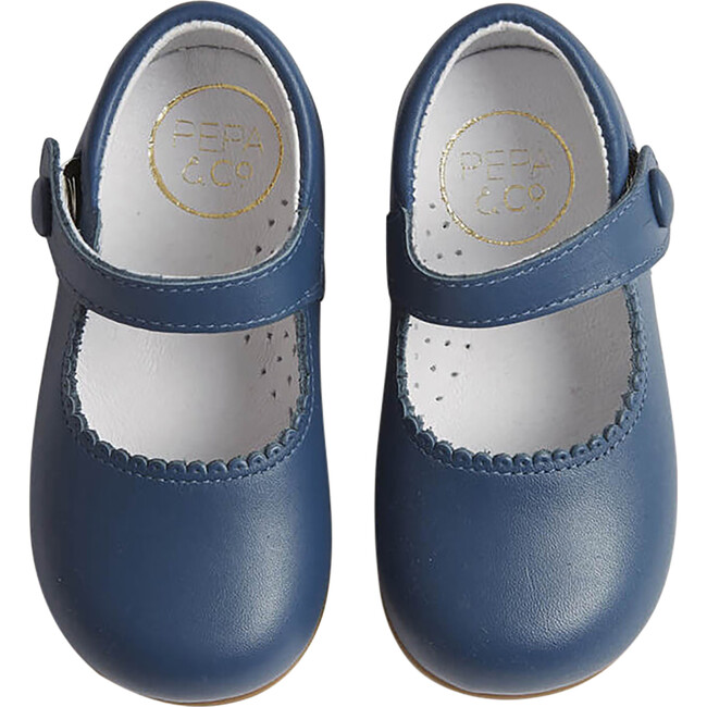 Leather Mary Jane Baby Shoes, French Blue