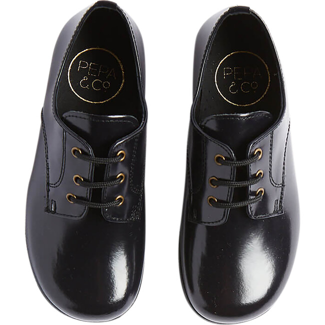 Leather Lace-Up Shoes, Black