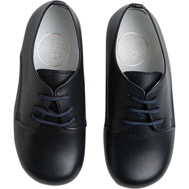 Leather Lace-Up Shoes, Navy