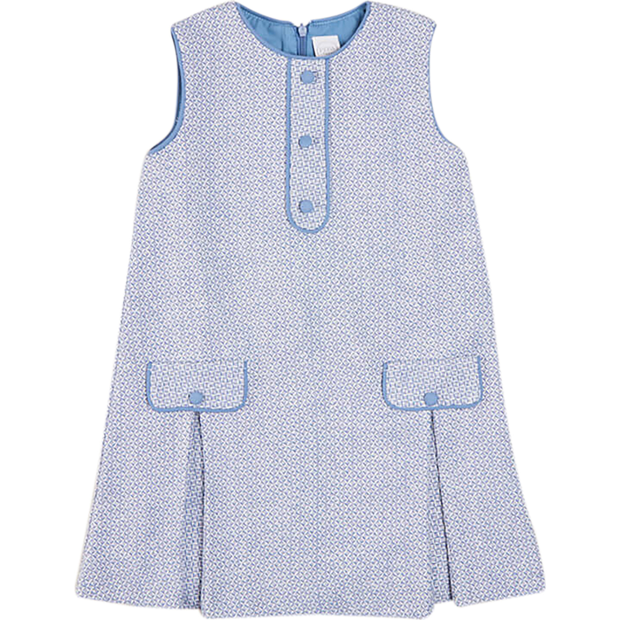 Jaqcuard Sleeveless Pinafore Dress, French Blue