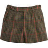 Houndstooth Leather Button Shorts, Brown - Shorts - 1 - thumbnail