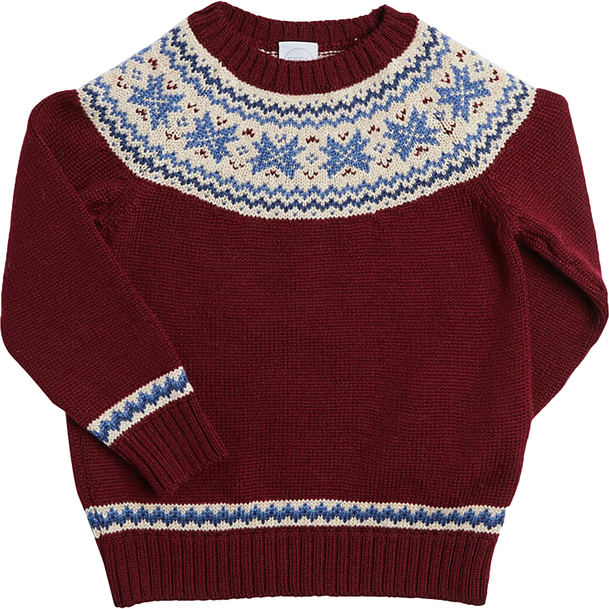 Classic Fair Isle Merino Wool Jumper, Burgundy - Sweaters - 1