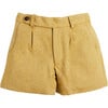 Herringbone Leather Button Shorts, Mustard - Shorts - 1 - thumbnail