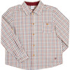 Checked Polo Collar Long Sleeve Shirt, Beige - Shirts - 1 - thumbnail