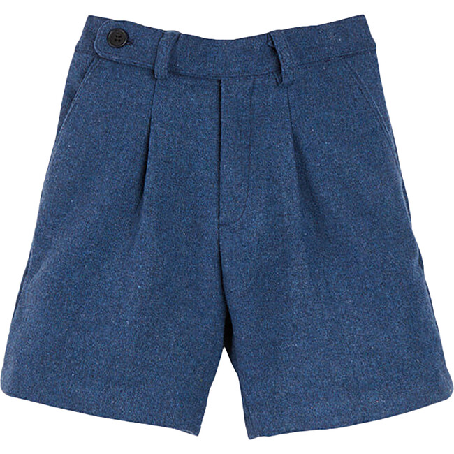 Wool Turn-Up Shorts, Blue