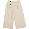 Wide Leg Front Button Trousers, Beige - Pants - 1 - thumbnail