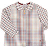 Checked Peter Pan Collar Long Sleeve Shirt, Beige - Shirts - 1 - thumbnail