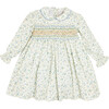 Floral Hand-Smocked Long Sleeve Collar Dress, Mustard - Dresses - 1 - thumbnail