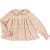 Floral Frill Collar Long Sleeve Blouse, Pink - Blouses - 1 - thumbnail