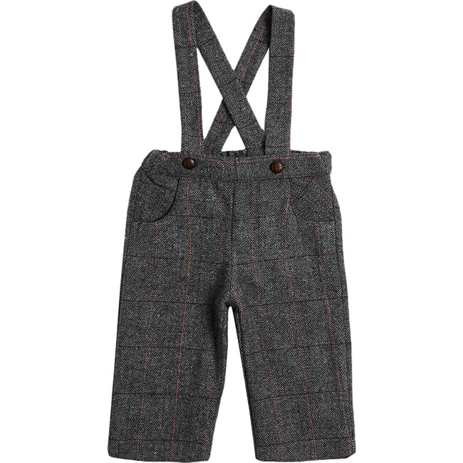 Herringbone Braced Trousers, Grey - Pants - 2