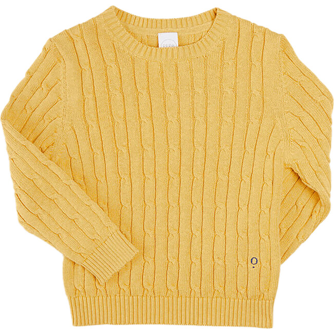 Cable Detail Crew Neck Jumper, Mustard Yellow
