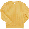 Cable Detail Crew Neck Jumper, Mustard Yellow - Sweaters - 1 - thumbnail