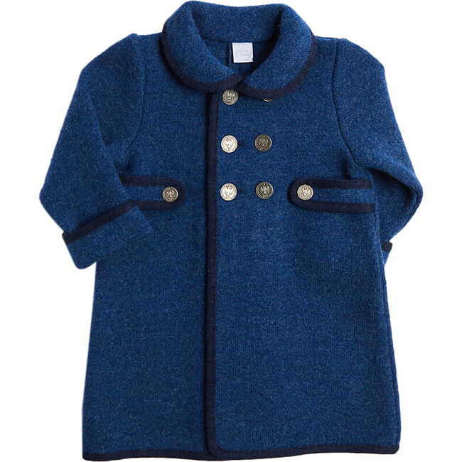 Austrian Double Breasted Trim Coat, Blue & Navy