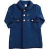 Austrian Double Breasted Trim Coat, Blue & Navy - Coats - 1 - thumbnail