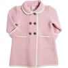 Austrian Double Breasted Contrast Trim Baby Coat, Baby Pink & White - Coats - 1 - thumbnail