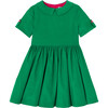 Girl Velvet Dress, Green - Dresses - 1 - thumbnail