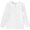 Girl Scalloped Collar Shirt, White - Shirts - 1 - thumbnail
