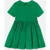 Girl Velvet Dress, Green - Dresses - 2 - thumbnail