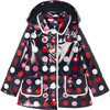 Girl Raincoat, Navy & Multi Polka Dots - Raincoats - 1 - thumbnail
