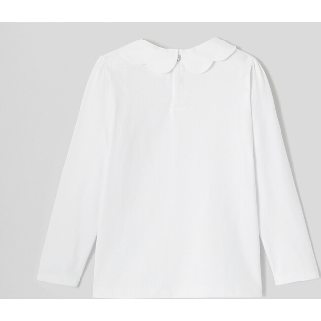 Girl Scalloped Collar Shirt, White - Shirts - 2