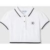 Girl Cotton Pique Dress, White & Navy - Dresses - 3